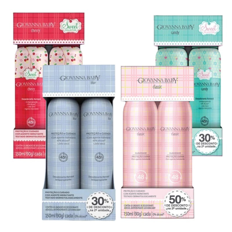 Kit Desodorante Aerosol Giovanna Baby 2 Unidades 150ml. Escolha sua Fragrância.