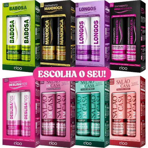 Kit Eico Shampoo 800ml + Condicionador 750ml. Escolha o seu.