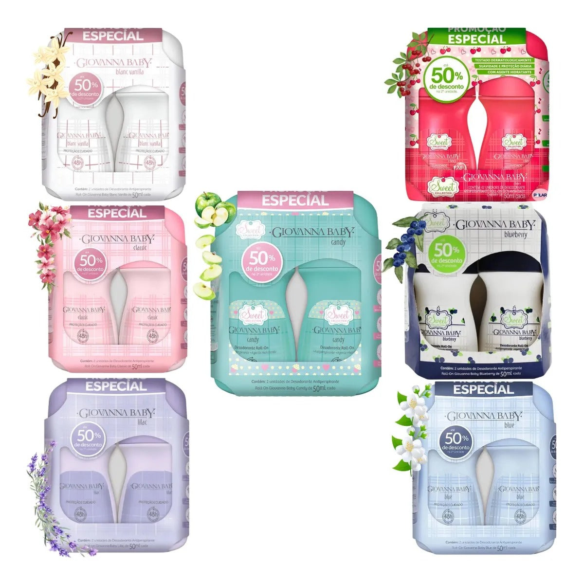 Kit 2 Desodorantes Roll-on Giovanna Baby 50ml. Escolha sua Fragrância.