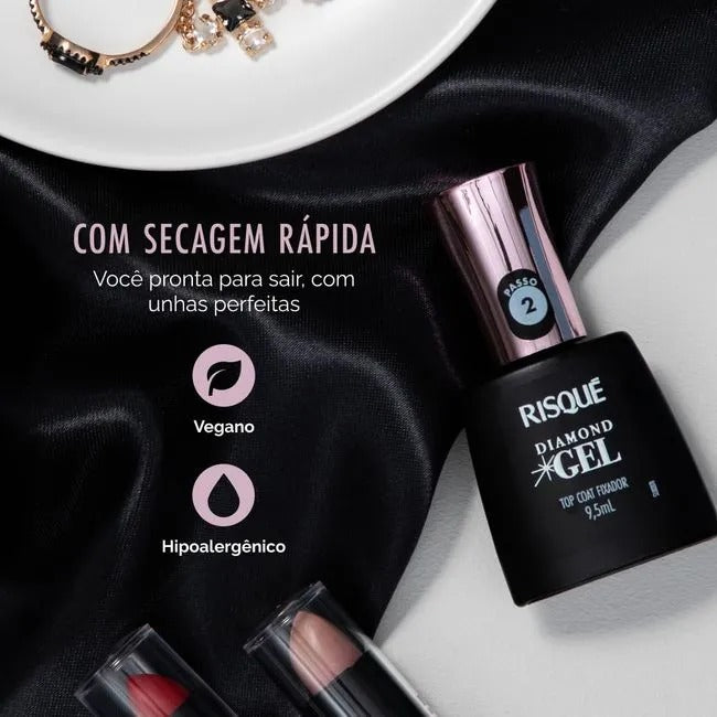 Esmalte Risqué Diamond Gel Top Coat Fixador 9,5ml