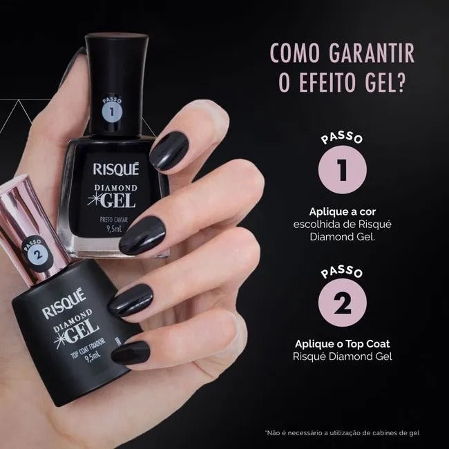 Esmalte Risqué Diamond Gel Top Coat Fixador 9,5ml