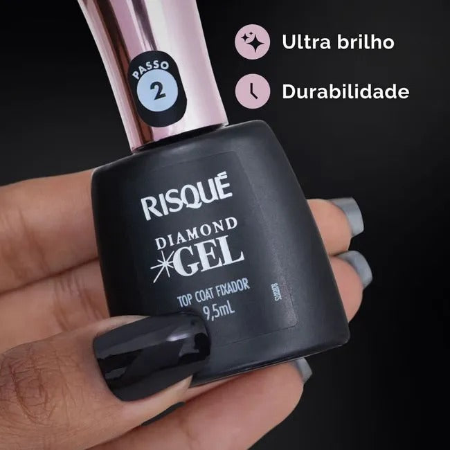 Esmalte Risqué Diamond Gel Top Coat Fixador 9,5ml